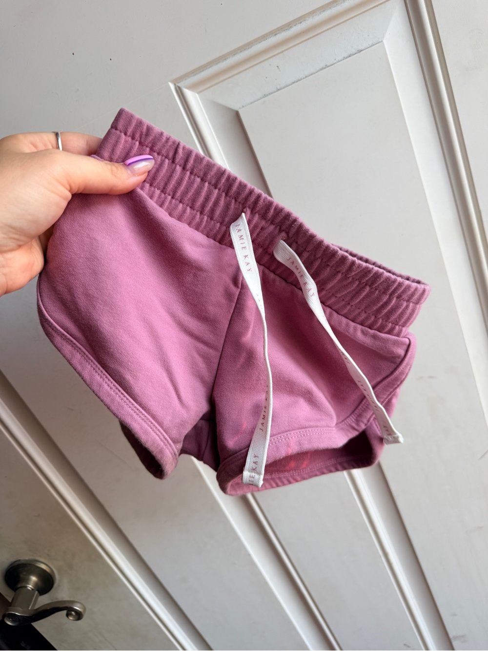 Jamie Kay Dusty Rose Drawstring Jersey Shorts (note the flaw, reflected in price